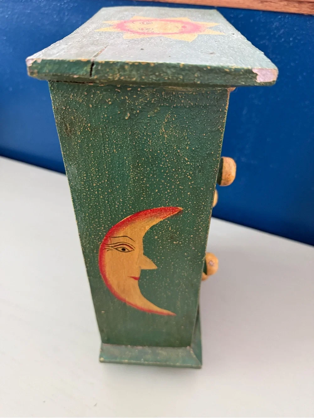 Vintage Celestial 7-Drawer Hand Painted Chest Jewelry Armoire Trinket Storage
